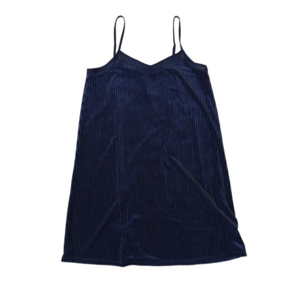 Mudd Mood Indigo Blue WF Striped Velvet Sleeveless Slip Dress Juniors Size Large